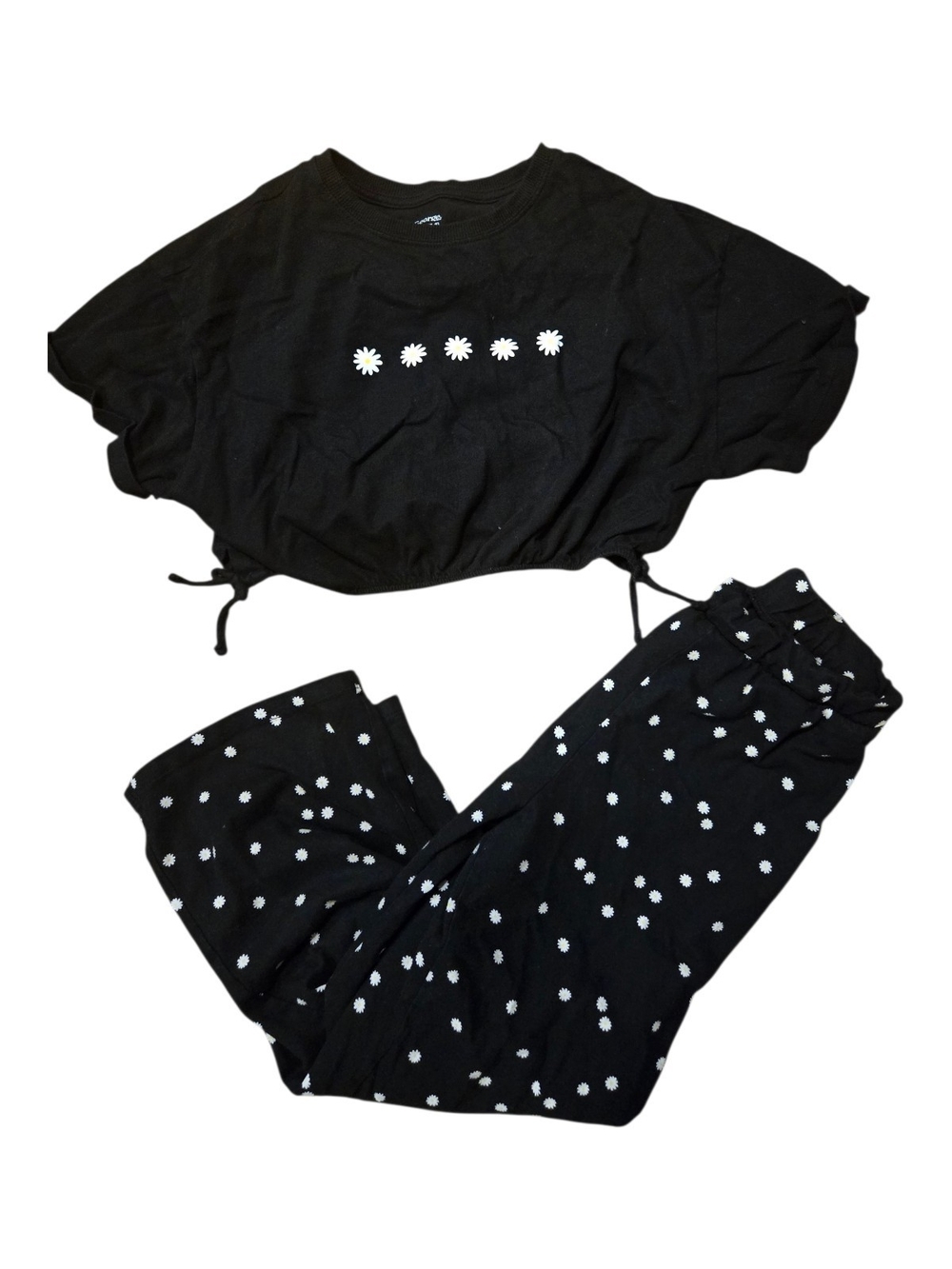 George Black Daisy Print Kids Wide-Leg Matching Set 7/8